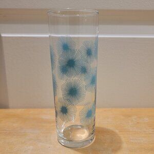 1 Rare Vintage IKEA Atomic Sunburst Starburst Turquoise Tom Collins Glass 6.5"